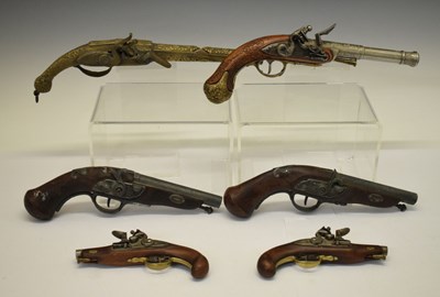 Lot 178 - Pair of 18th Century-style pocket flintlock pistols