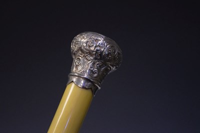 Lot 136 - Victorian ivorine / composition conductor's baton with silver end mounts