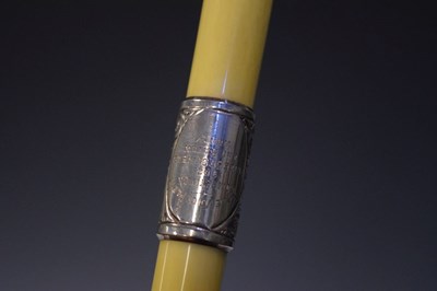 Lot 136 - Victorian ivorine / composition conductor's baton with silver end mounts