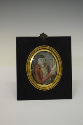 Lot 383 - George III miniature portrait on ivory of a gentleman