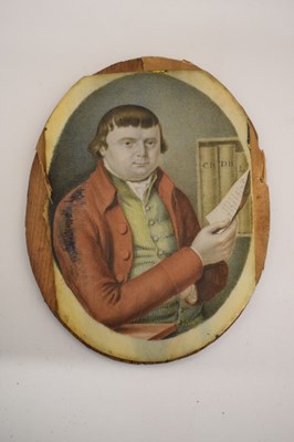 Lot 383 - George III miniature portrait on ivory of a gentleman