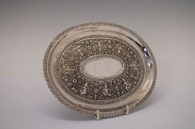 Lot 167 - Indian white metal oval tray