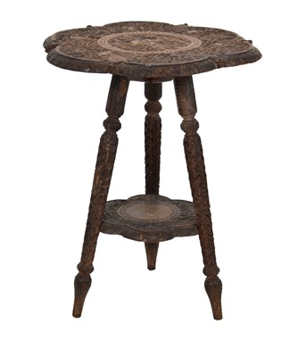 Lot 365 - Carved Indian tripod occasional table