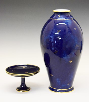 Lot 354 - Sevres blue ground vase and a tazza