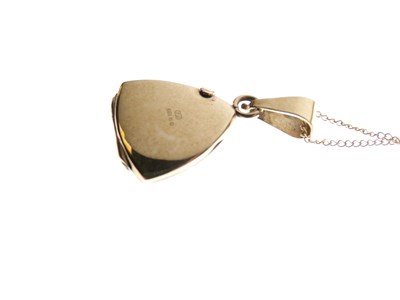 Lot 42 - 9ct gold triangular locket and chain