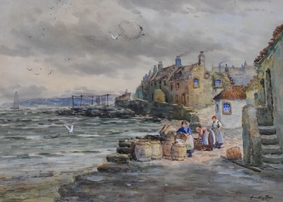 Lot 516 - John Hamilton Glass SSA (1890-1925) - Watercolour - Figures on a seafront