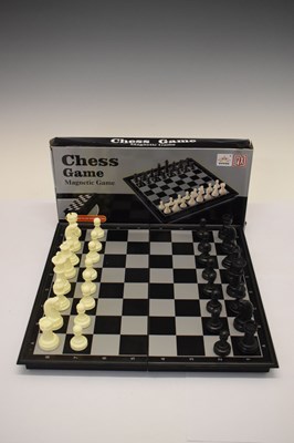 Lot 299 - Chess board and clock etc