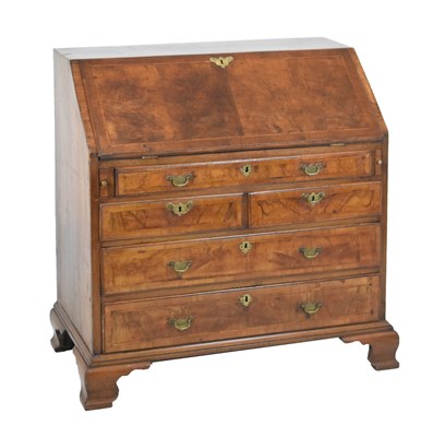 Lot 535 - Mid 18th Century walnut and feather-banded bureau