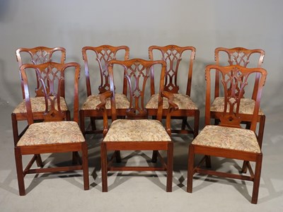 Lot 568 - Set of seven (6 + 1) Chippendale-style dining chairs