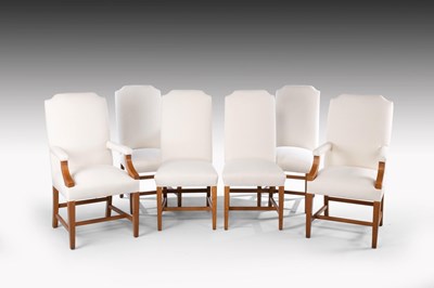 Lot 575 - Set of six modern high-back dining chairs