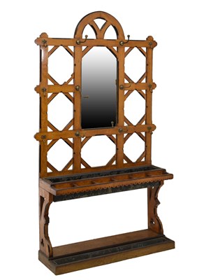 Lot 528 - Victorian Gothic oak hall stand