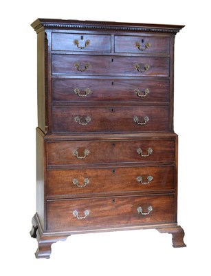 Lot 541 - George III mahogany chest-on-chest or tallboy