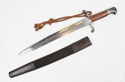 Lot 284 - English Yataghan bayonet shortened for cadets, fullered 13" blade with 'WD' mark