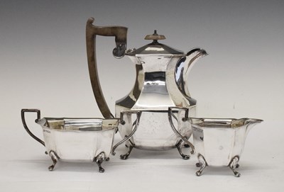 Lot 159 - Art Deco three piece silver part teaset