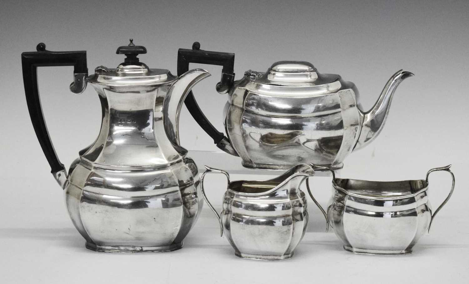 Lot 161 - Art Deco four-piece silver tea set