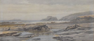 Lot 384 - Samuel Philips Jackson (1830 - 1904) - Watercolour - 'Near Perranporth'