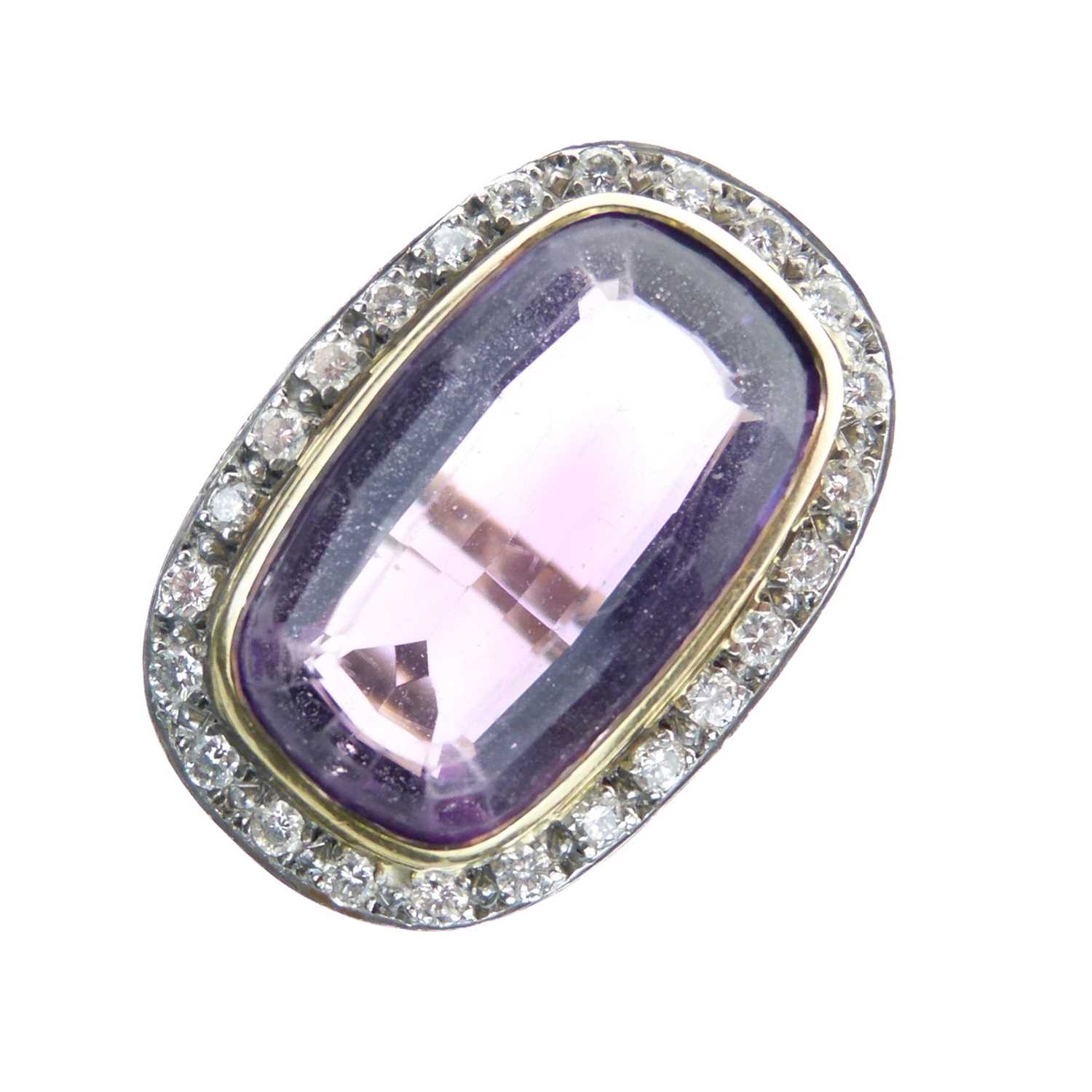 Lot 10 - Amethyst and diamond cluster ring