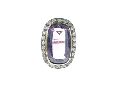 Lot 10 - Amethyst and diamond cluster ring