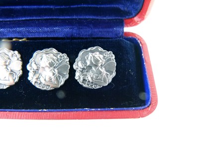 Lot 64 - Cased set of six Art Nouveau silver buttons