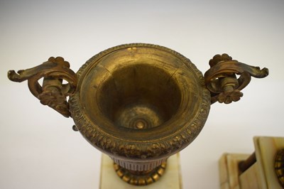 Lot 380 - Pair of late 19th Century French gilt metal and onyx urns