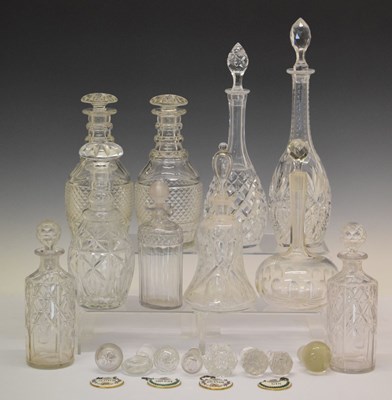 Lot 505 - Quantity of cut glass decanters, etc