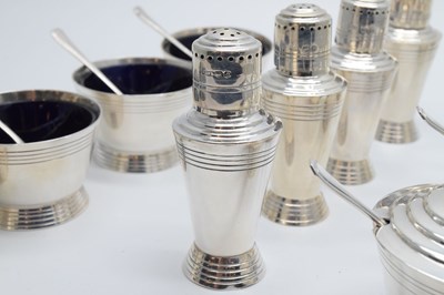 Lot 77 - Keith Murray - silver Art Deco twelve-piece condiment set