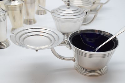 Lot 77 - Keith Murray - silver Art Deco twelve-piece condiment set