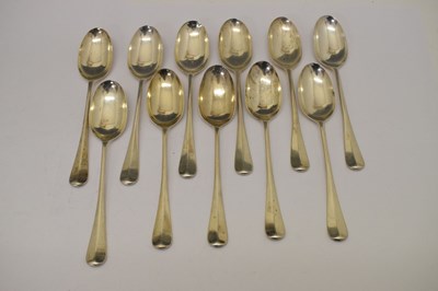 Lot 95 - Matched suite of George V silver Hanoverian rat-tail cutlery