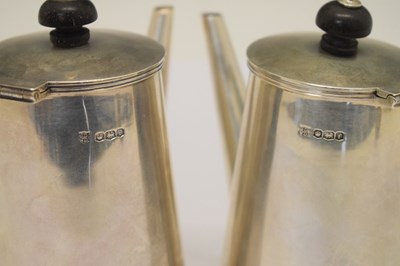 Lot 90 - Pair of George V silver chocolate pots, Sheffield, 1923