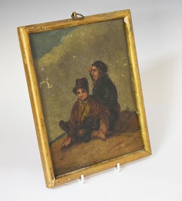 Lot 411 - Follower of Thomas Barker of Bath - Oil on card - 'Rustic Boys'