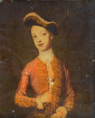 Lot 412 - 18th Century English School portrait on glass, 'The Hon. Miss Cavendish Hart'