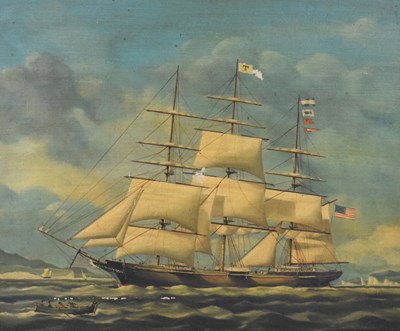 Lot 544 - C. Salvatore - Oil on canvas - "Liberty", American sailing ship