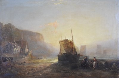 Lot 417 - Manner of Francis Danby ARA (1793-1861) - Oil on canvas laid on board - Coastal scene