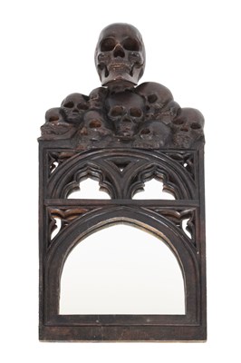 Lot 395 - Unusual carved wood 'memento mori' mirror