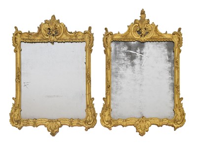 Lot 517 - Pair of Louis XV style gilt gesso wall mirrors