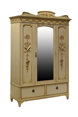 Lot 414 - Painted triple wardrobe