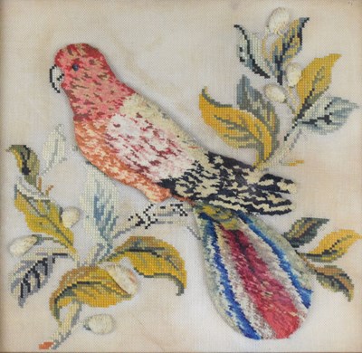 Lot 182 - Victorian woolwork textile study of a parrot
