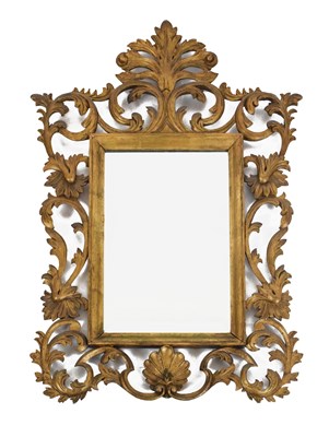 Lot 397 - Giltwood scroll mirror