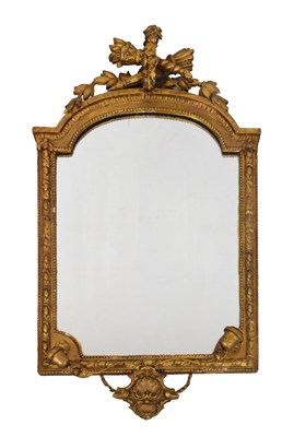 Lot 410 - Giltwood and gesso two branch girandole wall mirror