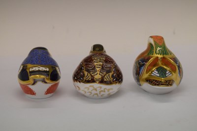 Lot 350 - Three Royal Crown Derby bird paperweights