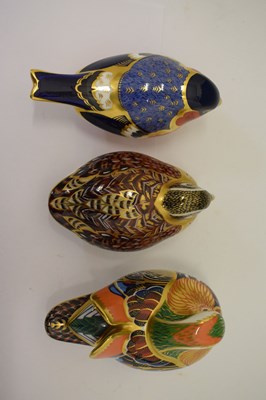 Lot 350 - Three Royal Crown Derby bird paperweights