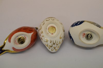 Lot 350 - Three Royal Crown Derby bird paperweights