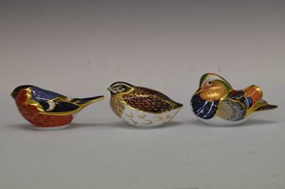 Lot 350 - Three Royal Crown Derby bird paperweights