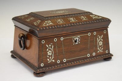 Lot 159 - William IV inlaid rosewood sewing box