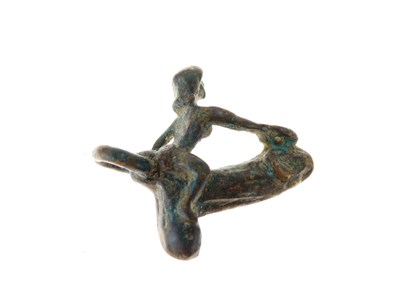 Lot 146 - Antiquities - Believed Roman bronze 'Priapus' erotic charm or pendant