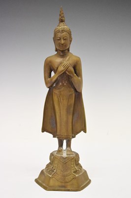 Lot 351 - Early 20th Century Thai bronze standing figure of Buddha