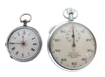 Lot 109 - Omega Prestons timer division stopwatch, and Victorian lady’s fob watch