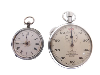 Lot 109 - Omega Prestons timer division stopwatch, and Victorian lady’s fob watch