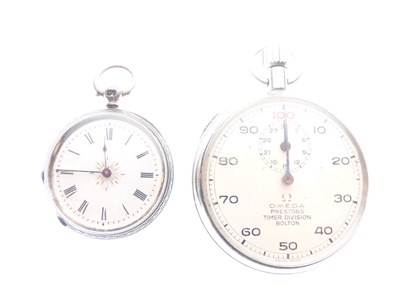 Lot 109 - Omega Prestons timer division stopwatch, and Victorian lady’s fob watch