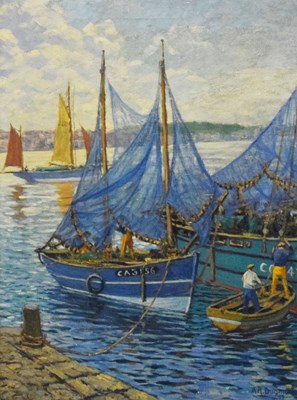 Lot 383 - Arthur Radclyffe Dugmore (1870 - 1955) - Oil on canvas - 'Fishing Boats'